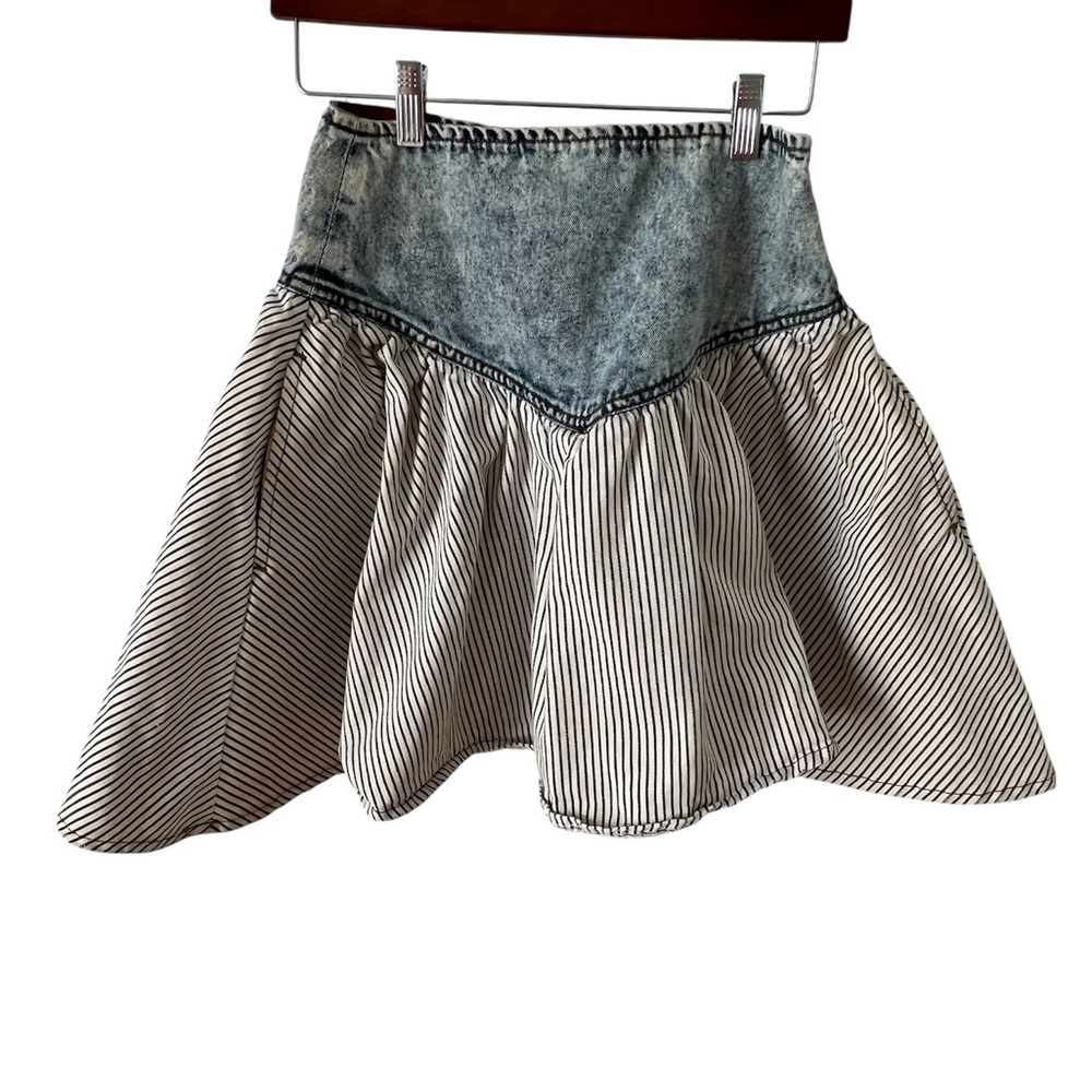 Vintage The Paris Express Look Denim Jean Striped Skirt Size 25